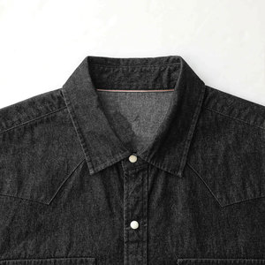 Camisa de Mezclilla para Hombre, Lavado Oscuro, Manga Larga, Cierre de Botones, Color Sólido, Estilo Casual, Tejido de Algodón, Corte Regular, Estilo Otoñal - Product Image 3