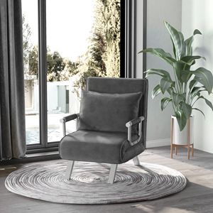 Divano Letto Convertibile Grigio Scuro, Set con 5 Posizioni, Poltrona Pieghevole Estensibile, Struttura in Acciaio, Imbottitura in Schiuma per Soggiorno - Product Image 2