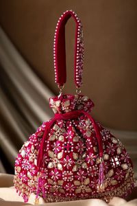 USER EMBROIDERED BEADED DRAWSTRING Potli Bag Evening Party Handbag Bridal <b>Wedding</b> Purse Jewelry Cosmetics Packaging - Product Image 5