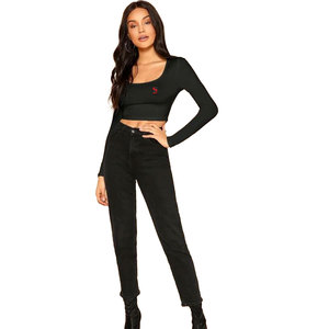 Top Corto para Mujer, Tejido Acanalado Súper Suave, Diseño Moderno con Aberturas, Ligero, Prenda Básica para Uso Diario, Costuras Premium - Product Image 3