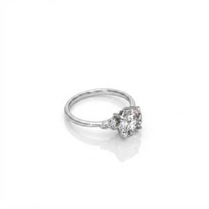 IGI Certified Round Brilliant Cut Lab Created Diamond Engagement <b>Ring</b> Featuring Marquise Side Stone <b>Ring</b> 10K 14K 18K Solid Gold - Product Image 4