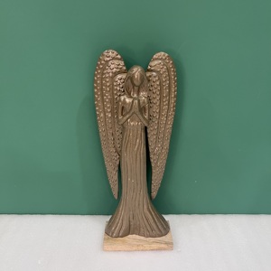 Figura de Ángel Hecha a Mano, Escultura Religiosa Decorativa para Mesa de Salón, Diseño Moderno en Aluminio/Madera, Diwali - Product Image 4