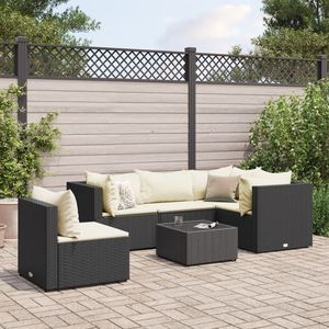 Ensemble de salon de jardin noir et blanc crème pour l'aménagement extérieur et les divertissements en plein air - Product Image 1