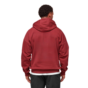 <span class=keywords><strong>Felpa</strong></span> con Cappuccio Oversize da Uomo in <span class=keywords><strong>Bordeaux</strong></span>, Pullover in Pile Pesante, Vestibilità Comoda, Stile Casual Streetwear - Product Image 2