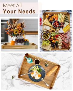 Plateau de service en bois d'acacia fait à la main grand plateau ottoman rectangulaire pour la décoration intérieure belle table basse en bois pour canapé de salon - Product Image 5