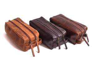 Neceser de Cuero Hecho a Mano, Bolsa de Aseo de Cuero Genuino, Kit de Viaje Impermeable para Hombre, Estuche para Cosméticos y Artículos de Afeitado LYG-0198 - Product Image 5