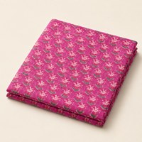 Ensemble de tissus en coton imprimé à la main, motif floral rose magenta et feuilles, pour la confection de robes, kurtas, textiles de maison, artisanat et vêtements.