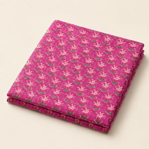 Pink Magenta Floral Hand Block Printed Cotton Fabric <b>Set</b> With Leaf Motif For Dress Kurta <b>Sewing</b> Home Textile Craft Apparel - Product Image 3