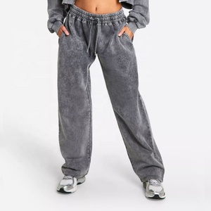 Ensemble 2 pièces personnalisé en molleton de coton pour femme, grande taille, comprenant un sweat à capuche court zippé à épaules tombantes et un pantalon de jogging, effet délavé à l'acide - Product Image 6