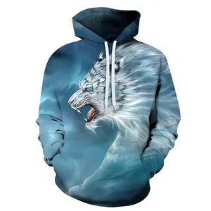 Sweat-shirt à capuche vintage éco-responsable pour homme, motif loup et galaxie, tricoté 100% coton, coupe classique, style hiver - Product Image 5
