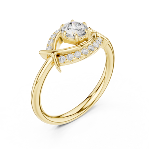 แหวนหมั้นเพชรทรงกลมเจียระไนแบบบริลเลียนท์ ดีไซน์สไตล์ชาติพันธุ์ สำหรับผู้หญิง ทองคำแท้ 14K ยี่ห้อ POSH PURITY ราคาโรงงาน รับสั่งทำพิเศษ - Product Image 4