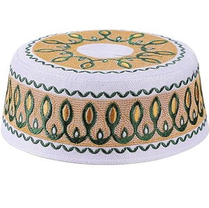 Chapeau de prière noir en coton uni, respirant, confortable, style ethnique, musulman, toutes saisons, personnalisable, chapeau de prière pour homme, décontracté - Product Image 1
