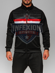 เสื้อแจ็คเก็ตแทร็คแบบซิปเต็มตัวสำหรับผู้ชาย INFEXION SPORTS ระบายอากาศได้ดี พิมพ์ลาย สปอร์ต คอตั้ง ผ้าโพลีเอสเตอร์น้ำหนักปานกลาง เหมาะสำหรับใส่ในฤดูใบไม้ร่วง - Product Image 1