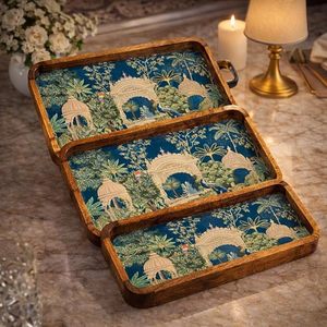 Mango Wood Flexible Single Tier Lacquered Serving & <b>Storage</b> <b>Tray</b> for Kitchen Dining Snack Tea Dessert Platter - Product Image 3