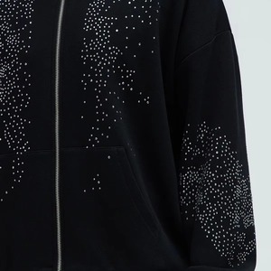 Ensemble de survêtement pour homme orné de strass, deux pièces, veste à capuche et pantalon de jogging assorti, streetwear décontracté, athlétique - Product Image 5