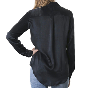 Luxury 100 Silk Shirt Women Long Sleeve Office <b>Blouse</b> Elegant Button Up Top Solid Color <b>Satin</b> <b>Blouse</b> Plus Size Female Clothing - Product Image 3