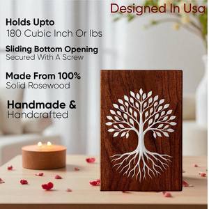 Urna Conmemorativa de Madera Grabada con el Árbol de la Vida, Caja de Recuerdo de Madera Sólida para Cenizas Humanas, Tamaño Mediano 9x5.5 Pulgadas - Product Image 6