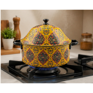 Hot Pot Casserole Stainless Steel Food <b>Warmer</b> Traditional Decorative Pattern Enamel Coated <b>Buffet</b> Serving Dish for Middle East - Product Image 4