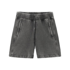 Custom Vintage Acid Wash 100% Cotton Men's Loose Fit <b>Elastic</b> Waist Fleece Gym Workout Training Shorts Bulk Order - Product Image 4