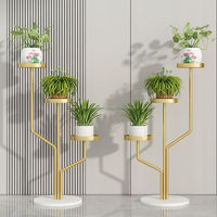 Support à plantes en acier doré à 2 niveaux, étagère porte-fleurs de 31 pouces avec revêtement en poudre, design moderne et minimaliste pour la maison et le jardin