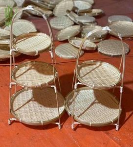 Bandeja de alfombrillas de bambú con muchos compartimentos, decoración de arte popular tallada, modelo de almacenamiento artesanal para uso de recuerdo - Product Image 2