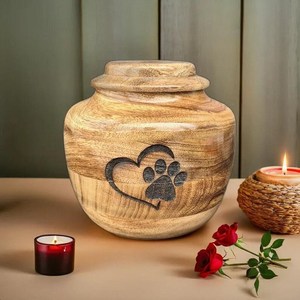 Urne funéraire artisanale en bois pour cendres d'animaux (chien ou chat) – Urne commémorative gravée avec empreinte de patte bleue – Boîte d'urne funéraire personnalisée – Idée cadeau pour la perte d'un animal de compagnie - Product Image 5