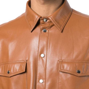 Premium Quality Long Sleeve Soft Genuine Leather <b>Shirt</b> for <b>Party</b> and Streetwear Wholesale Men Leather <b>Shirts</b> For Online Sale - Product Image 6