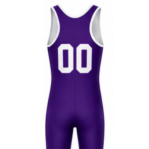 Combinaison de lutte sublimée pour homme, violet et blanc, en polyester léger, vêtements de sport de lutte, uniforme athlétique, compétition, entraînement - Product Image 3
