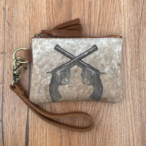 Offre Spéciale 2024 peau de vache Laser gravure femmes pochette à fermeture éclair cheveux occidentaux sur cuir véritable bracelet luxe polyvalent pochette - Product Image 3