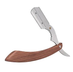 Maquinilla de afeitar personalizable de borde recto con mango de madera, cuchilla de afeitar, afeitado personal para el cabello, peluqueros, incluye estuche de transporte - Product Image 1