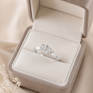 Toi Et Moi <b>Ring</b> Heart Emerald Cut Lab Grown Diamond | 10K Gold Women's Luxury IGI Certified Engagement Fine & classic jewelry - Product Image 2