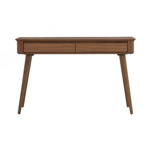 Premium <b>Walnut</b> Colour Small Console <b>Table</b> Entryway <b>Table</b> in 2 Drawers Storage with Round Corner for Apartment Bedroom Use - Product Image 2
