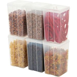 Set di 6 Contenitori Impilabili Trasparenti da 2,7 Qt con Coperchio a Scatto per Organizzazione Dispensa Cucina - Product Image 3