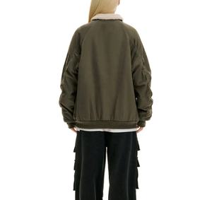Blousons en toile zippés courts pour femme, collection automne, doux, décontractés, style workwear, design unique, respirants, imperméables, matelassés, teint unis - Product Image 4