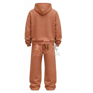 Conjunto deportivo con capucha marrón para hombre, chándal de color sólido, sudadera informal de algodón, chándal 100% algodón - Product Image 3