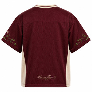 Men’s Oversized Mesh Jersey Custom Burgundy Wine V Neck <b>Y2K</b> Breathable Polyester Sportswear Streetwear Jersey - Product Image 4