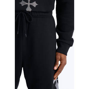 Nuevo Conjunto Deportivo Personalizado para Hombre con Pedrería, 2 en 1, con Capucha, Cintura Elástica, Informal, 100% Algodón Felpa, con Bolsillos Laterales - Product Image 4