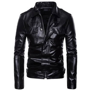 Haute qualité personnalisé hommes col montant peau de vache veste noir hiver lumière motif décontracté surdimensionné fermeture éclair parfaitement adapté - Product Image 1