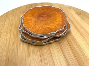 High Gloss <b>Epoxy</b> Resin Tea <b>Coffee</b> Coaster Set with Stand Handmade Square Round <b>Table</b> Protection Best Price - Product Image 2