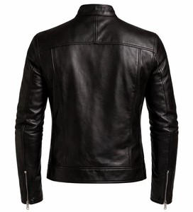 Premium Quality Eco-friendly PU Leather Winter Motorcycle Jacket for <b>Men</b> with <b>Turtleneck</b> Collar and Regular Fit - Product Image 3