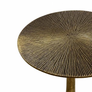 Mesa Auxiliar Moderna de Mediados de Siglo, Fabricada en Aluminio Fundido, con Superficie Redonda de Metal Martillado, Acabado Antiguo Hecho a Mano, Muebles para Sala de Estar - Product Image 3