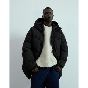 Veste d'hiver longue et chaude en duvet noir personnalisée pour femmes, parka à capuche isolée, streetwear tendance, vente en gros, OEM - Product Image 6