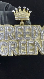 Wholesale Custom Letter <b>Pendant</b> Necklace Hip-Hop Style Crown <b>Pendant</b> Moissanite Diamond <b>Initial</b> Charm Hip Hop Jewelry Supplier - Product Image 2
