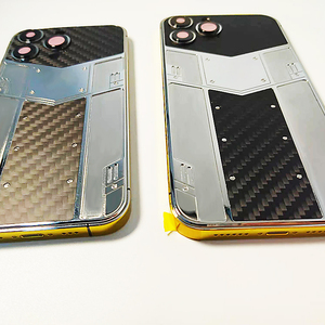 Funda de Teléfono de Lujo OEM, <span class=keywords><strong>Fibra</strong></span> de Carbono Real, Marco Dorado, Protectora, Carcasa para iPhone 15 Pro Max - Product Image 1