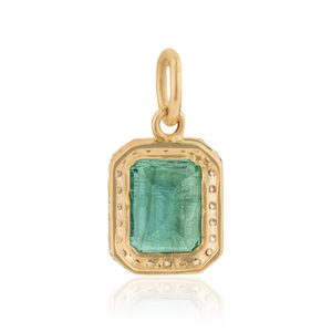 Customized High Quality K14 Yellow Gold Zambian <b>Emerald</b> & Diamond Small Halo <b>Pendant</b> Best Selling Bulk Jewelry Manufacturer - Product Image 6