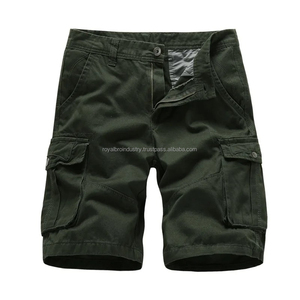 Pantalones Cortos Cargo Deportivos Impermeables Multibolsillos para Hombre, Verano, Sin Cinturón, Algodón, Verde, Casual, Estilo Táctico - Product Image 1