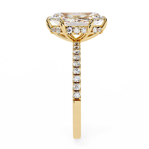 Anillo de compromiso y aniversario de boda para mujer, clásico, con diamante de 1.5 quilates, corte marquesa pavé, oro de 14k, halo oculto, certificado IGI - Product Image 4