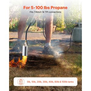 Torcia a Propano ad Alta Potenza 1.800.000 BTU per Bruciare Erbacce, Resistente con Tubo da 3 Metri, Fiamma Turbo Regolabile a Tre Punte, Diserbatrice Manuale - Product Image 3
