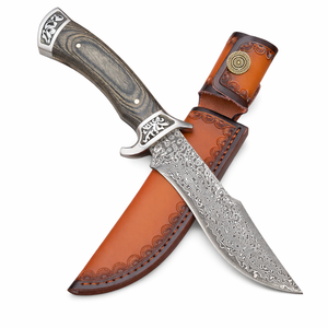 Couteau Bowie à pointe clip de 12 pouces, fait main sur mesure, qualité industrielle, en acier Damas, manche en bois, étui en cuir, Edge Master - Product Image 1