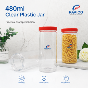Pot en plastique PET transparent rond de 480 ml avec bouchon à vis pour l'emballage d'aliments secs, fabricant au Vietnam - Product Image 4